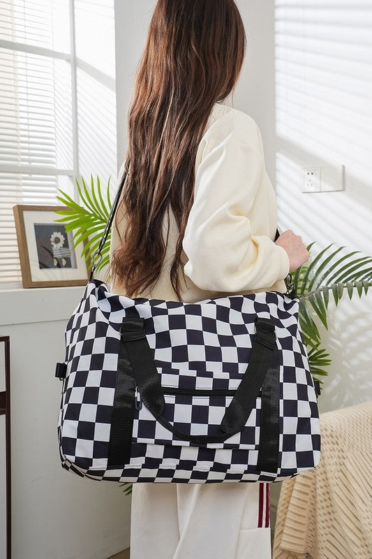 Hazel Blues® |  Zenana Checkered Multi-Pocket Travel Bag