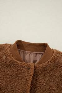 Hazel Blues® |  Baseball Collar Long Sleeve Sherpa Jacket