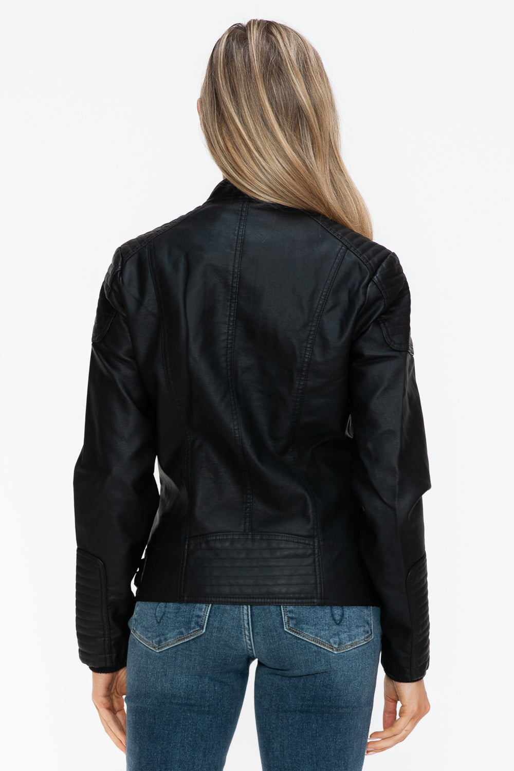 Hazel Blues® |  Snobbish Faux Leather Biker Jacket with Side Zip Pockets