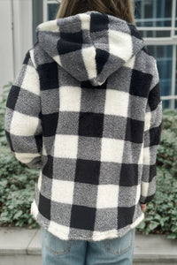 Hazel Blues® |  Double Take Plaid Long Sleeve Hooded Coat