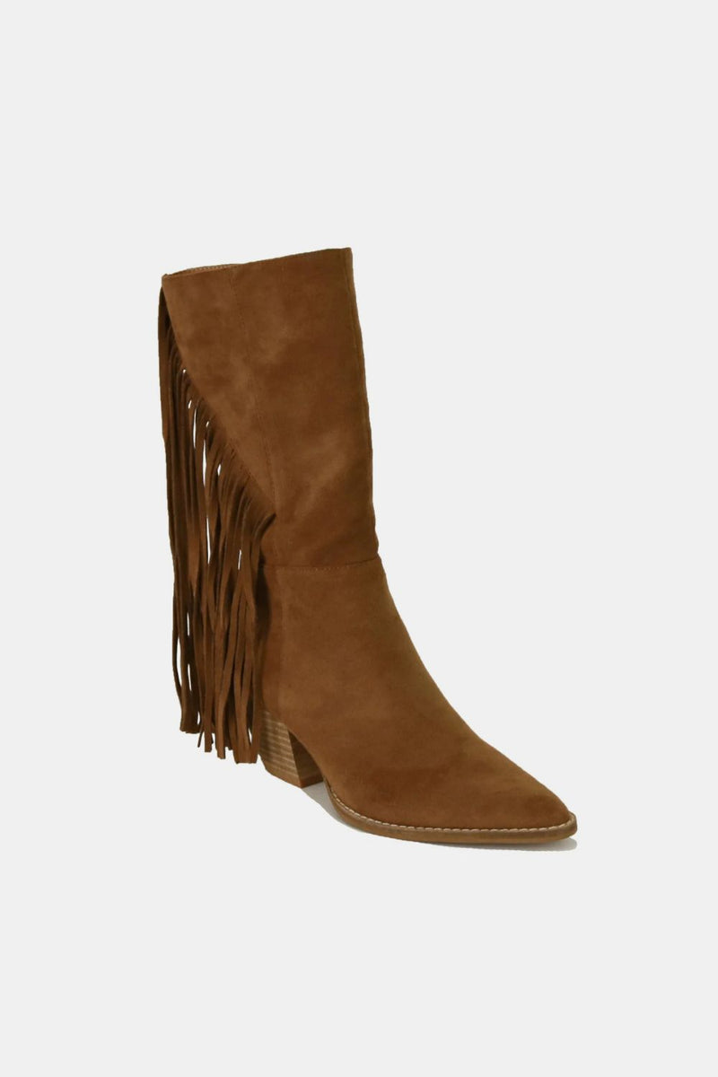 Hazel Blues® |  Beast Fashion Suede Fringe Point Toe Boots