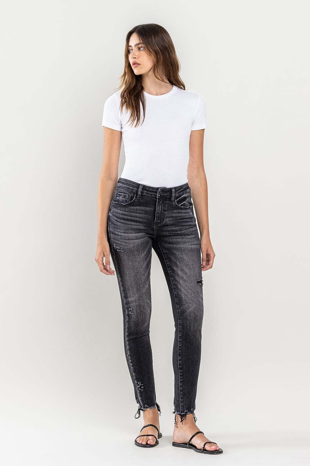 Hazel Blues® |  Lovervet Raw Hem Cropped Skinny Jeans