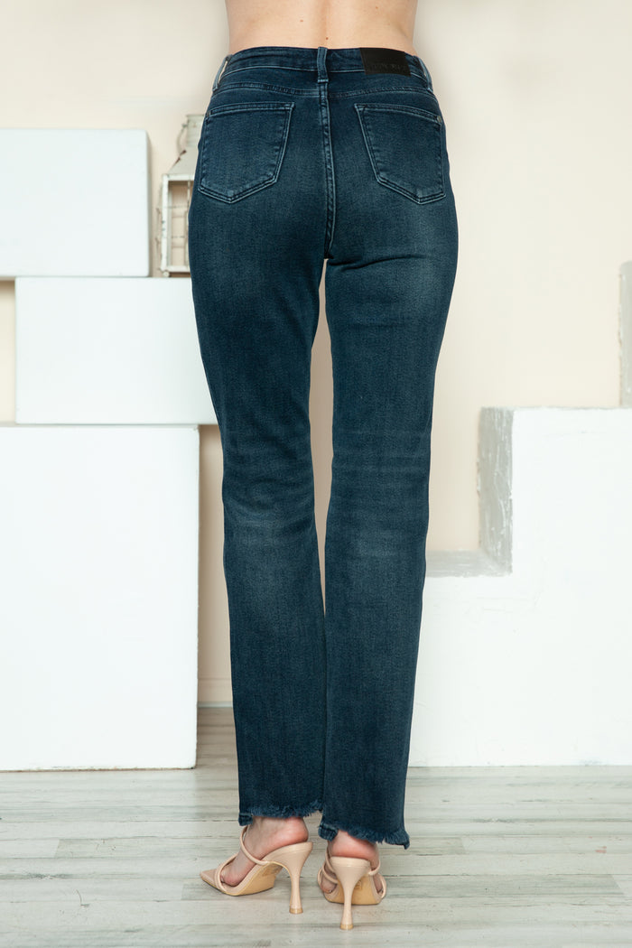 Hazel Blues® |  Judy Blue Button Fly Hem Destroy Straight Jeans