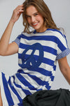 Hazel Blues® |  Umgee Peace Applique Striped Short Sleeve Mini Dress