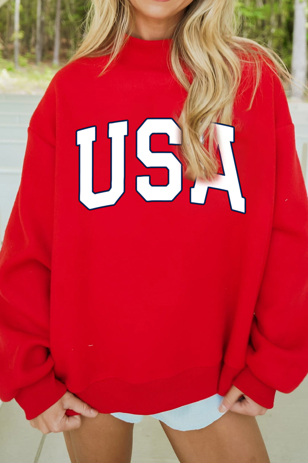 America the Beautiful Sweatshirt | Mock Neck Sweatshirt