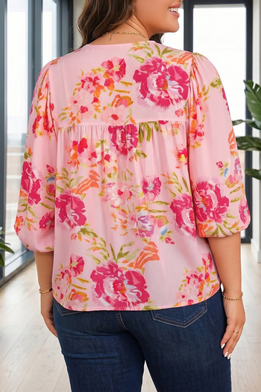 Hazel Blues® |  Sunday Bloom Blouse | Floral V-Neck Blouse