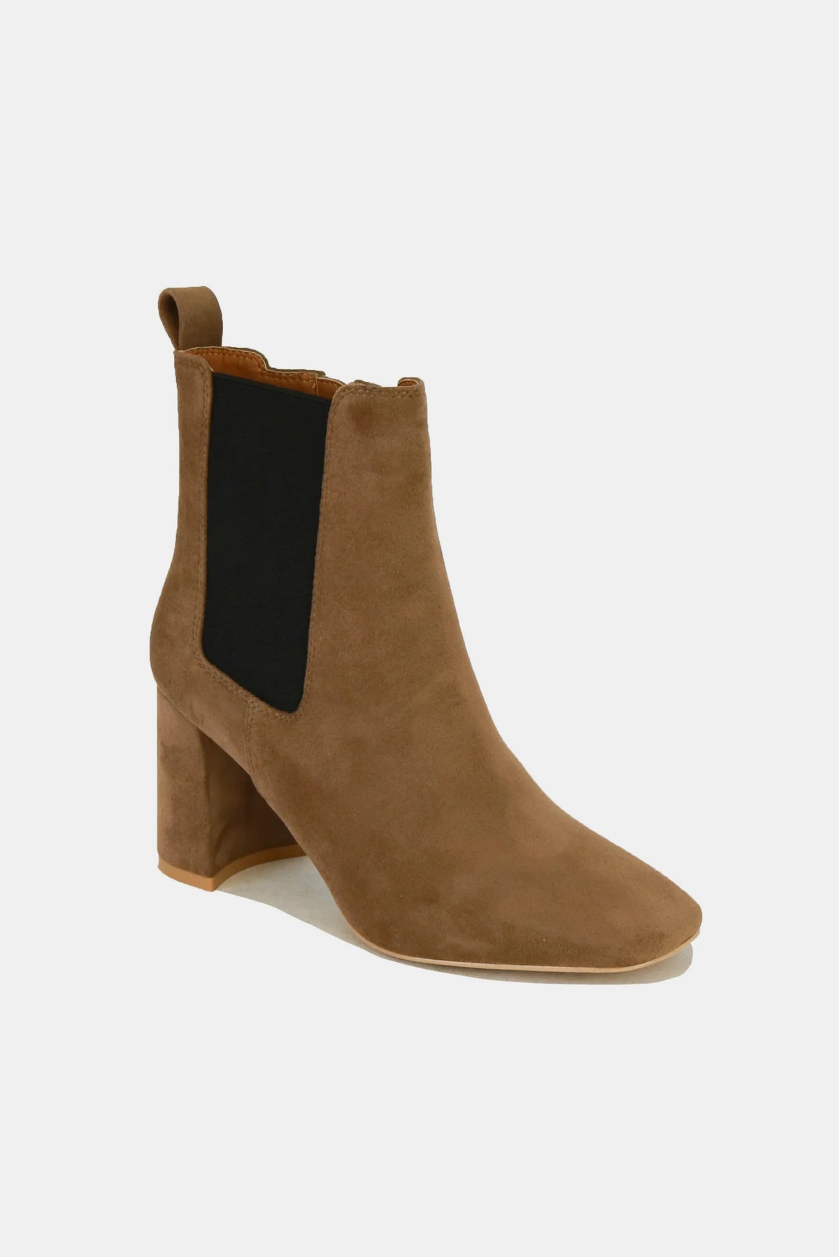 Hazel Blues® |  Beast Fashion Faux Suede Block Heel Chelsea Boots with Elastic Side Panel