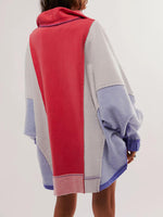 Hazel Blues® |  High-Low Exposed Seam Contrast Long Sleeve Sweatshirt