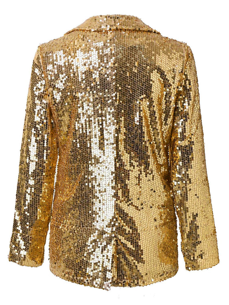 Hazel Blues® |  Sequin Lapel Collar Long Sleeve Blazer