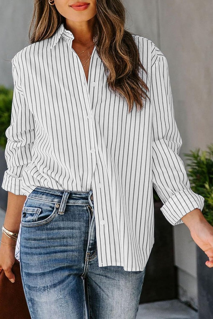 Hazel Blues® |  Striped Button Up Long Sleeve Shirt