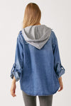 Hazel Blues® |  RISEN Zip Up Hooded Denim Shirt