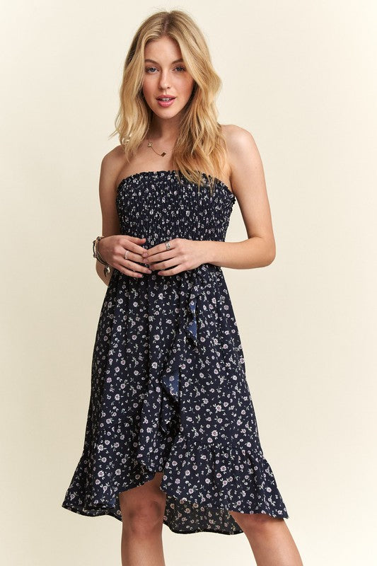 Hazel Blues® |  ADORA Smocked Floral Tube Dress with Pockets