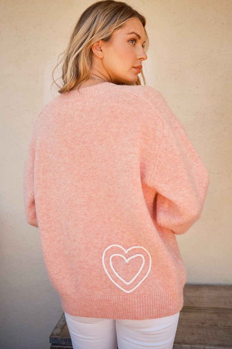 Hazel Blues® |  And The Why WIFEY & Heart Round Neck Sweater