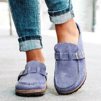 Hazel Blues® |  Round Toe Low Heel Buckle Sneakers