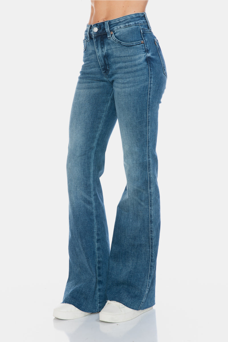 Hazel Blues® |  Judy Blue Tummy Control Cut Hem Flare Jeans