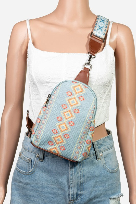 Hazel Blues® |  Fame Geometric Wide Strap Crossbody Bag