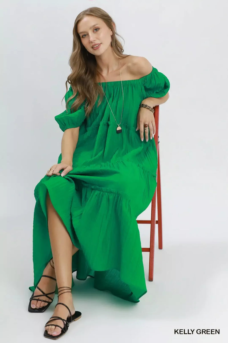 kelly green tiered dress Kelly Green Tiered Maxi Dress – The Lovely Fig main image 0