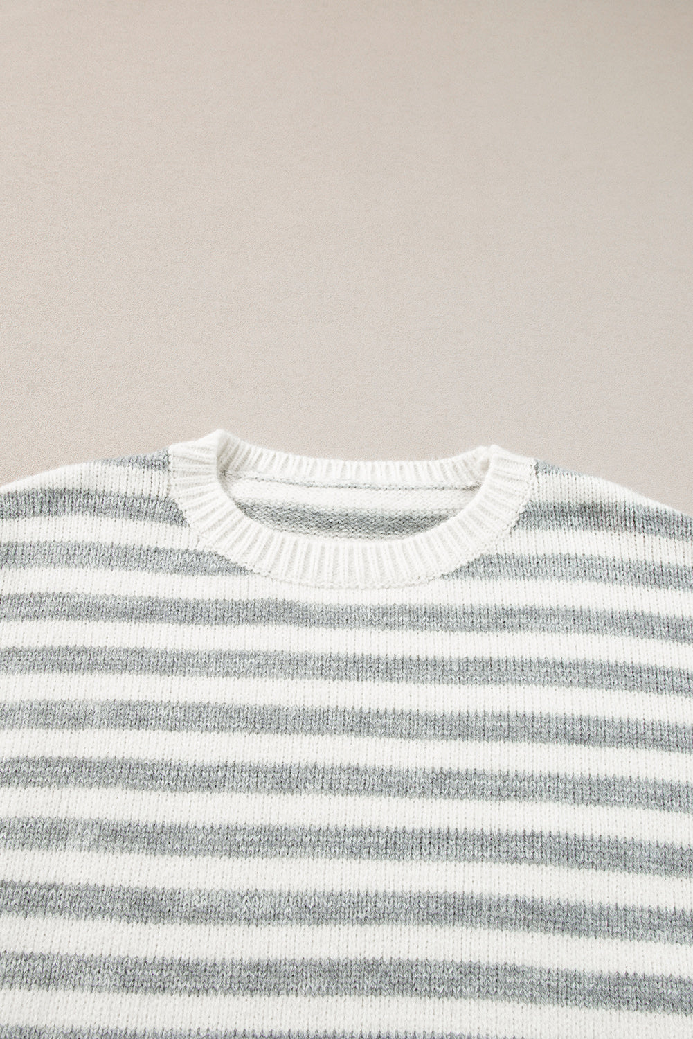 Hazel Blues® |  Striped Round Neck Dropped Shoulder Sweater