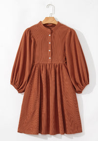 Hazel Blues® |  Corduroy Quarter Snap Three-Quarter Sleeve Dress