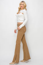 Hazel Blues® |  RISEN Bailey High Waist Side Slit Flare Jeans