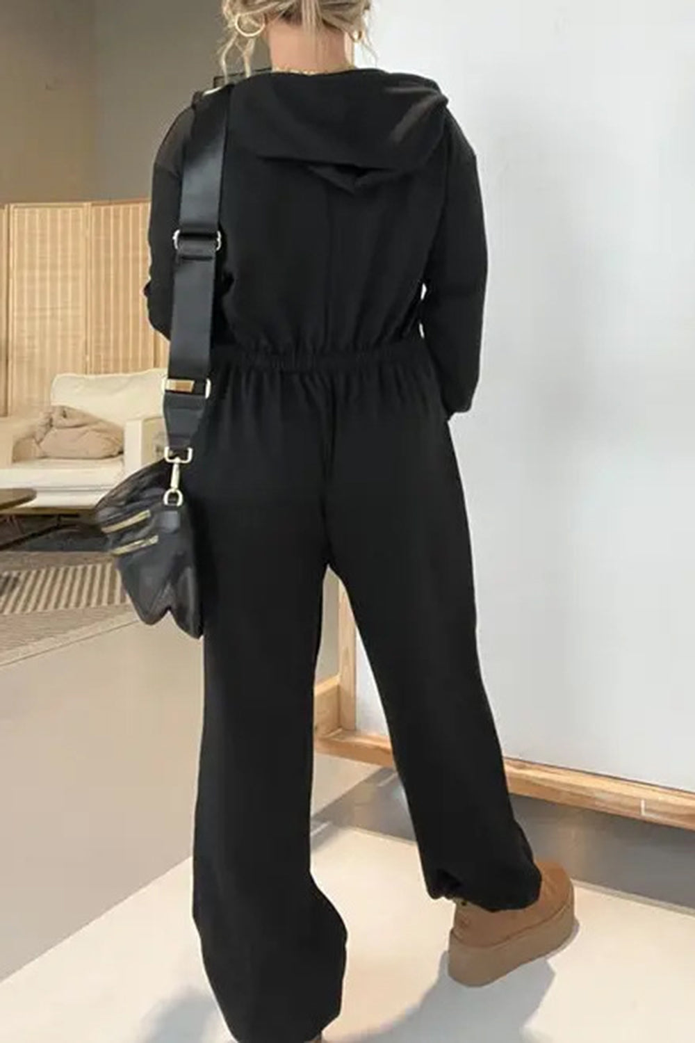 Hazel Blues® |  Drawstring Long Sleeve Jumpsuit