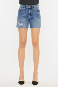 Hazel Blues® |  Kancan Distressed High Waist Denim Shorts