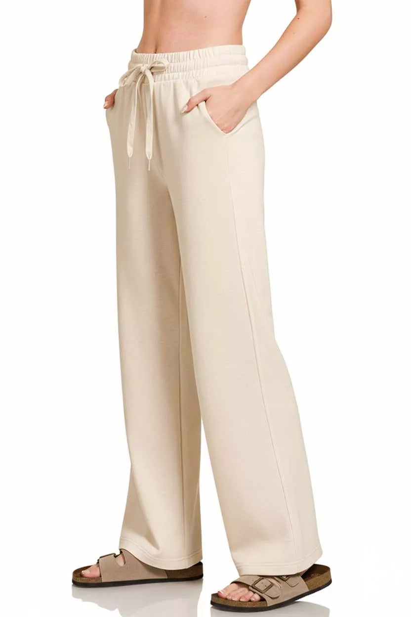 Hazel Blues® | Zenana Scuba Drawstring Wide Leg Pants Hazel Blues® | Zenana Scuba Drawstring Wide Leg Pants
