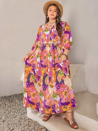 Hazel Blues® | Printed Tie Neck Maxi Dress