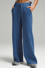 Hazel Blues® |  Sail Blue Drawstring High Waist Wide Leg Pocketed Sweatpants
