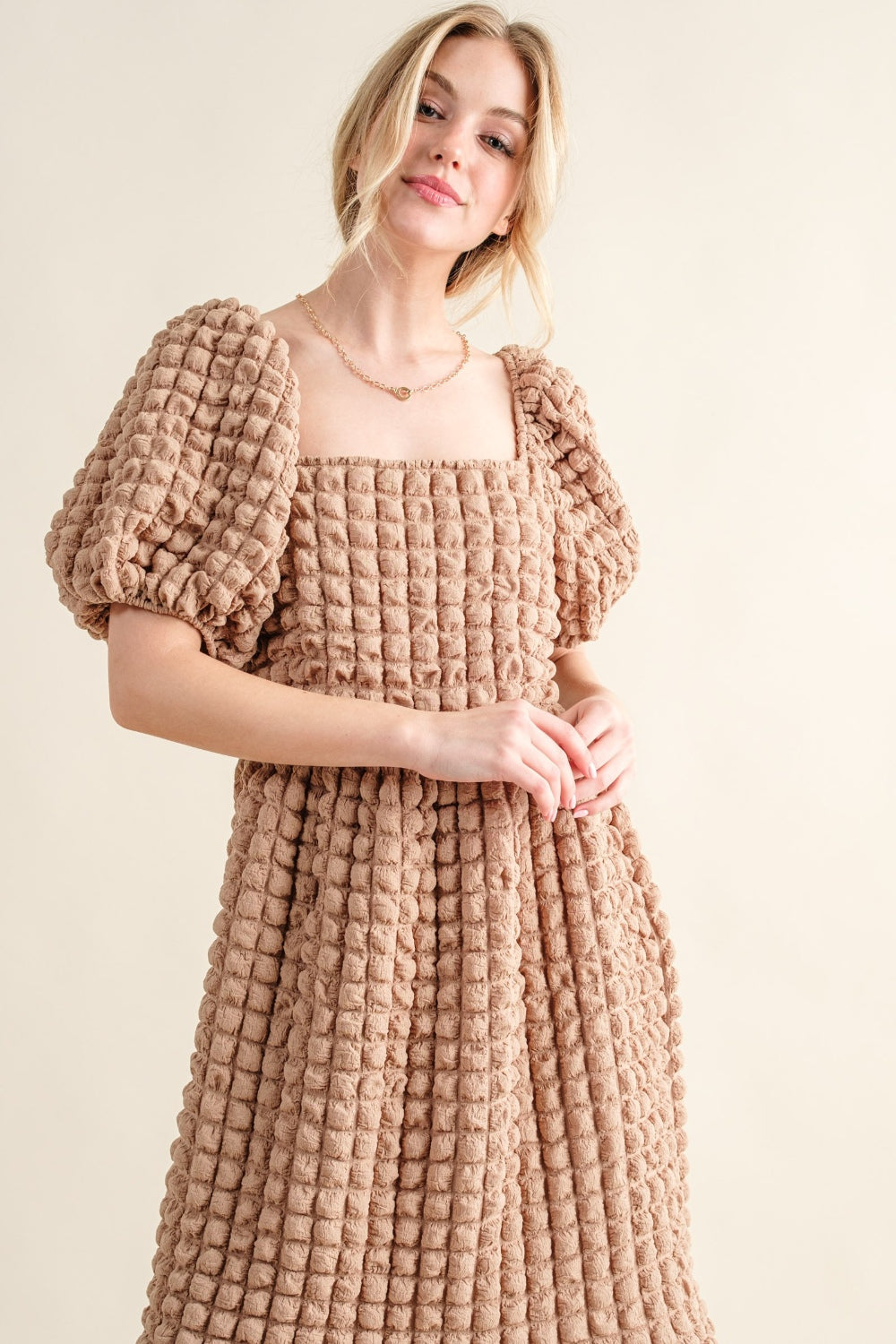 Hazel Blues® |  And The Why Square Neck Puff Sleeve Dress