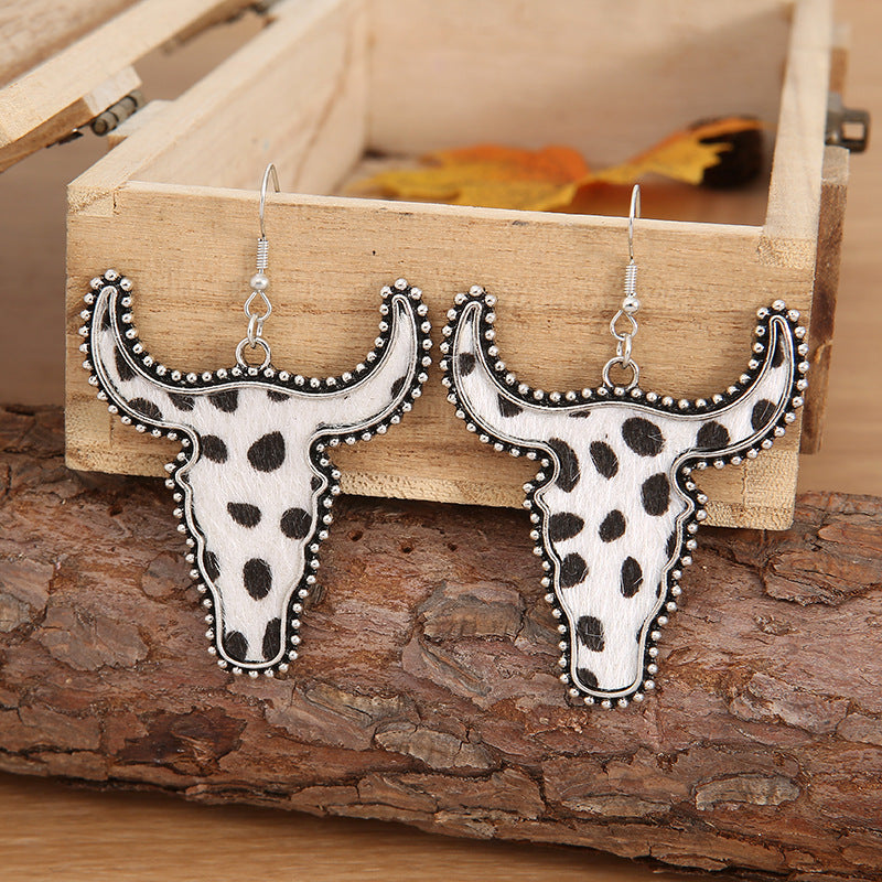 Hazel Blues® |  Alloy Animal Print Cow Head Earrings