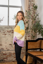 Hazel Blues® |  Sew In Love Color Block Exposed Seam Sweater