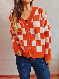 Hazel Blues® |  Checkered Open Front Button Up Cardigan