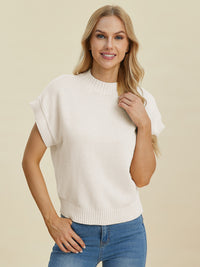 Hazel Blues® |  Double Take Mock Neck Short Sleeve Sweater