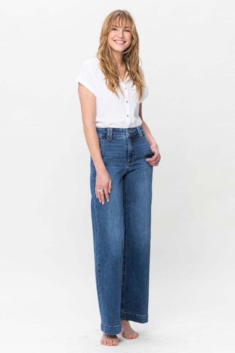 Hazel Blues® |  Judy Blue Double Button Wide Leg Jeans