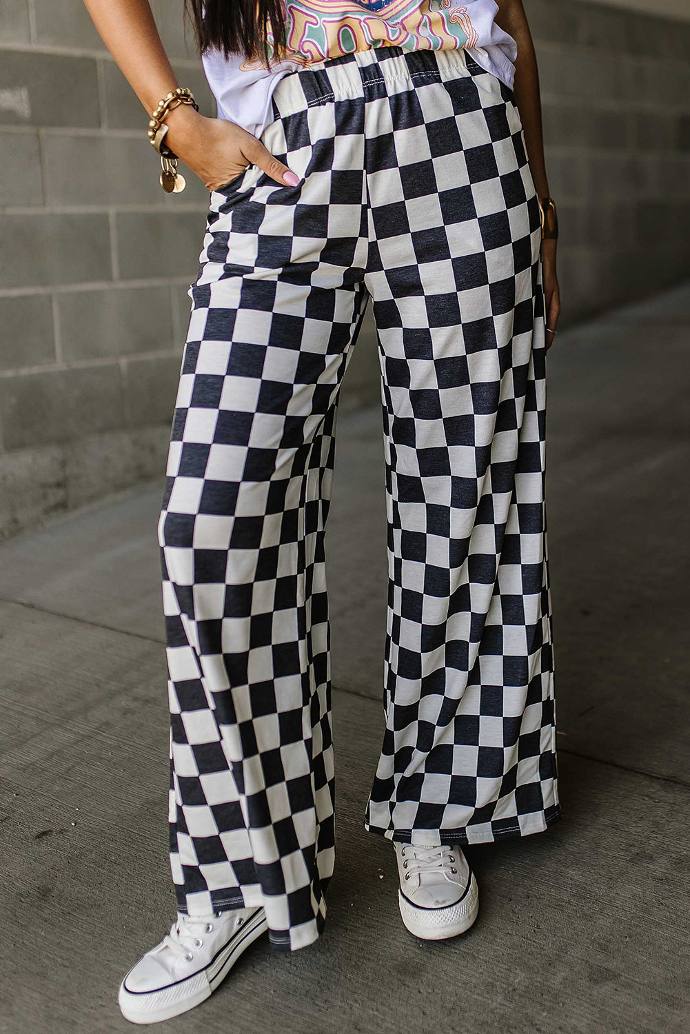 Hazel Blues® |  Checkered Wide Leg Pants