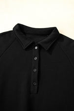 Hazel Blues® |  Black Solid Collared Sweatshirt and High Waist Pants Active Set