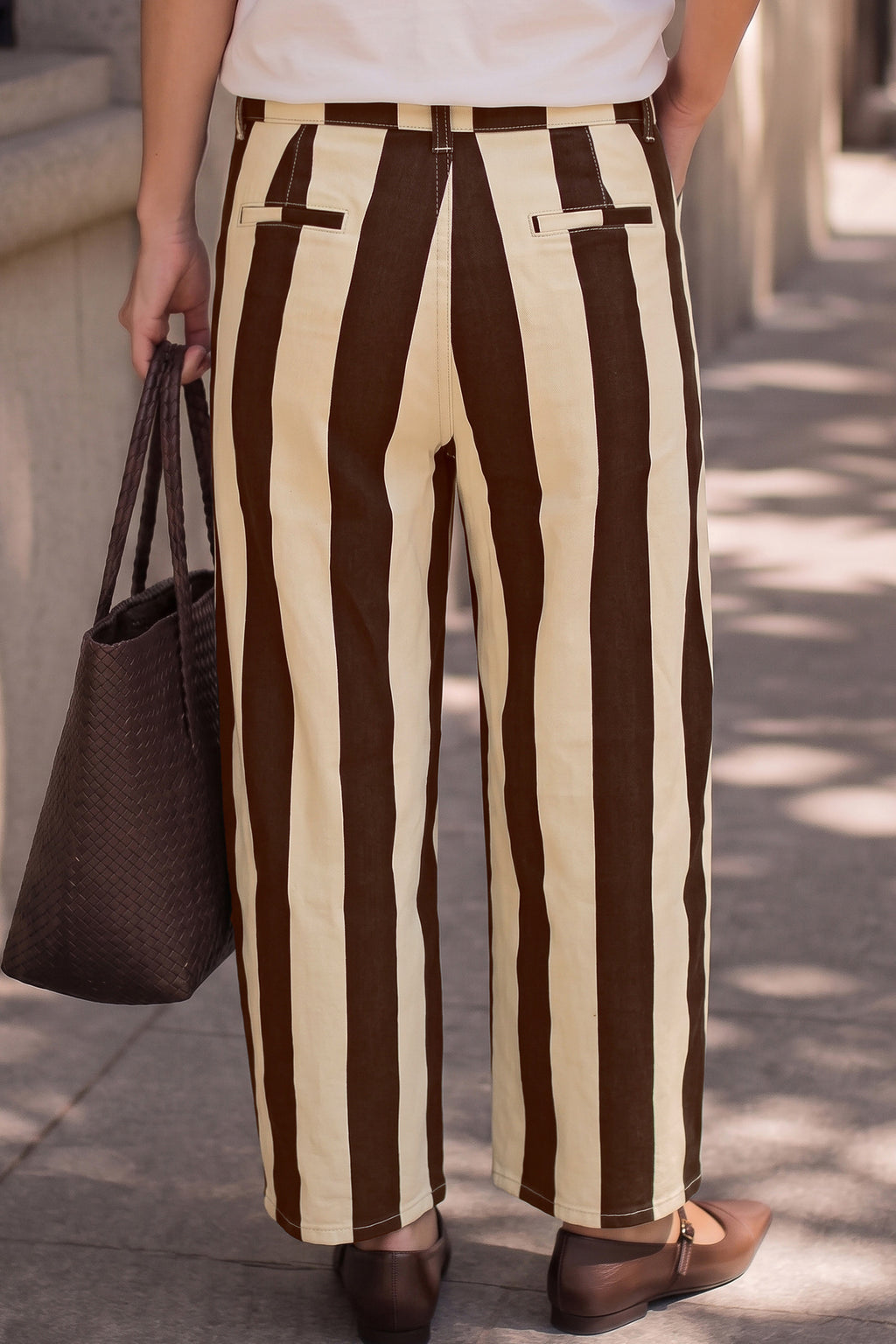 Carnival Stripe Brown Ankle Jeans