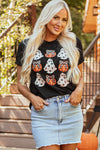 Hazel Blues® |  Black Halloween Ghost Pumpkin Print Crew Neck T Shirt