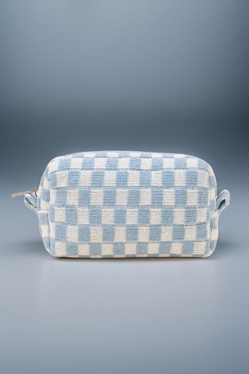 Hazel Blues® |  Zenana Checkered Pattern Knitted Cosmetic Pouch