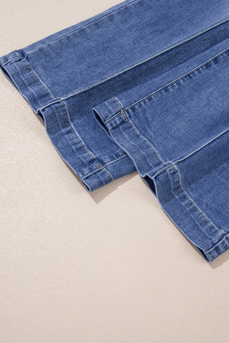 Hazel Blues® |  Beau Blue Tailored Center Seam Detail Straight Loose High Rise Jeans