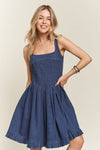 Hazel Blues® |  ADORA Smocked Back Square Neck Denim Dress
