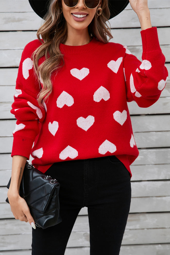 Hazel Blues® |  Angel Wings Heart Round Neck Long Sleeve Sweater