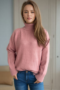 Hazel Blues® |  Ribbed Turtleneck Raglan Sleeve Sweater