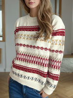 Hazel Blues® |  Geometric Round Neck Long Sleeve Sweater