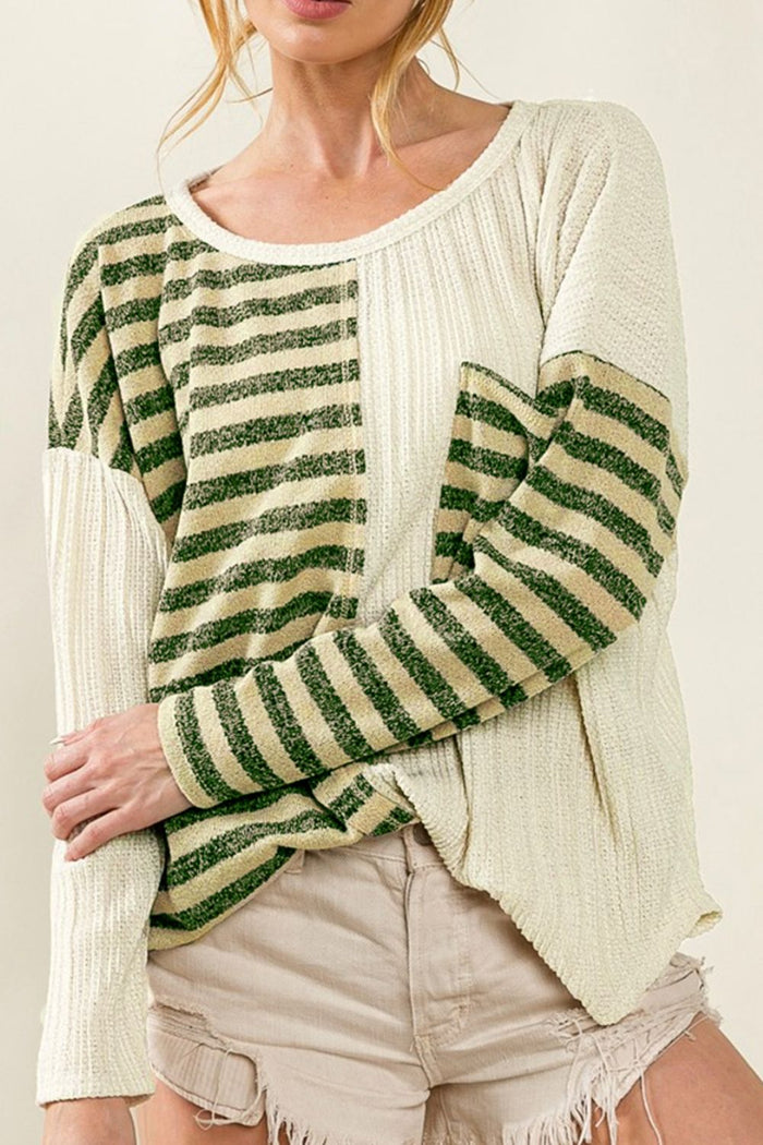 Hazel Blues® |  Striped Round Neck Long Sleeve Top