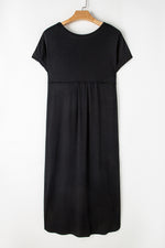Hazel Blues® |  Slit Round Neck Short Sleeve Maxi Dress