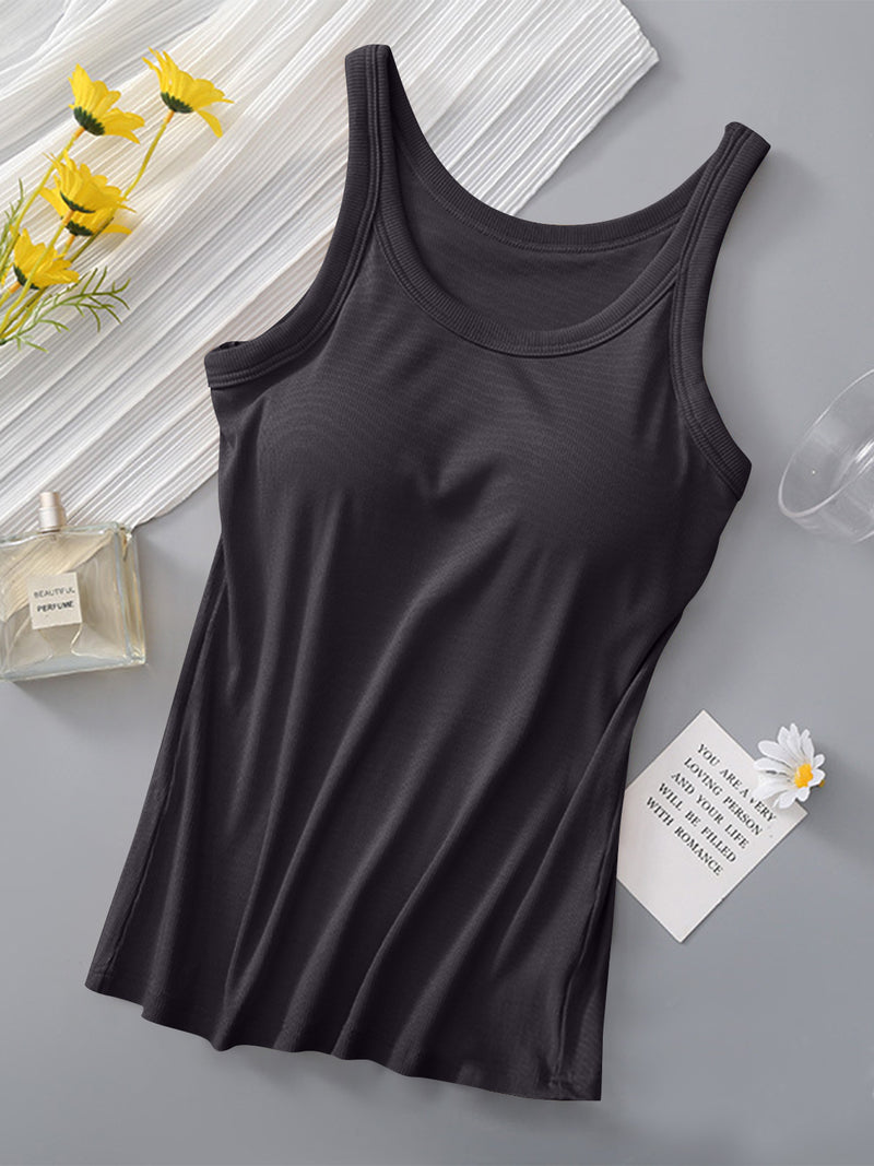 Hazel Blues® |  Round Neck Tank with Bra