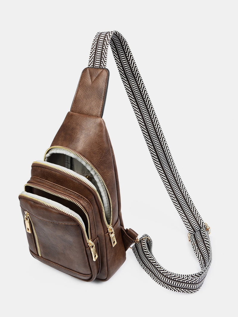 Hazel Blues® |  PU Leather Adjustable Strap Crossbody Bag