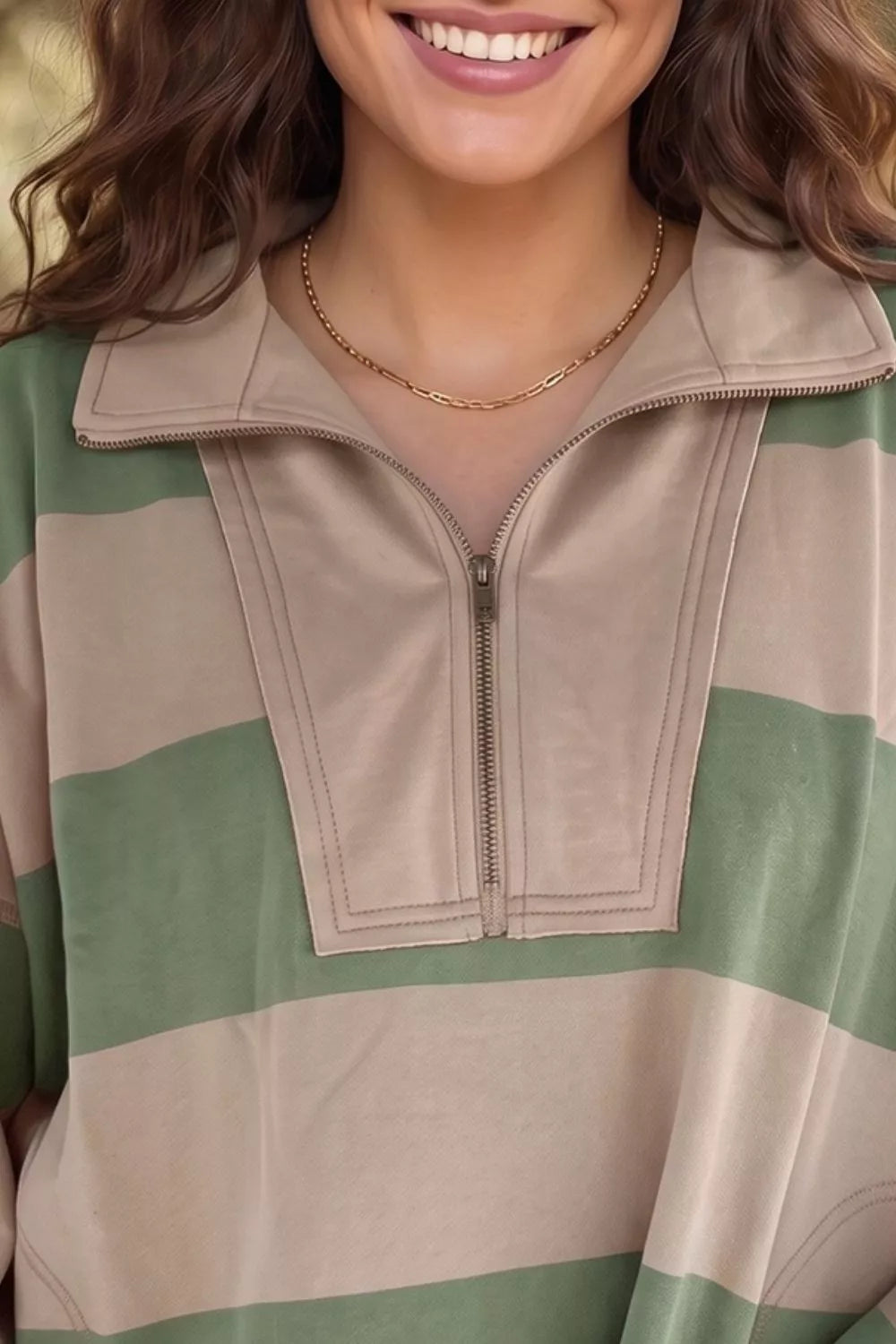 Stripe Half Zipped Casual Sweatshirt – Hazel Blues®